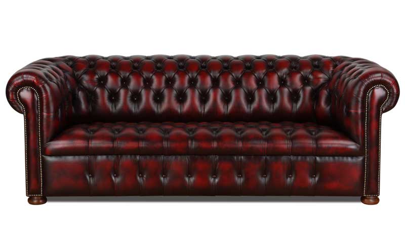 Foto vom Chesterfield Sofa in Leder rot